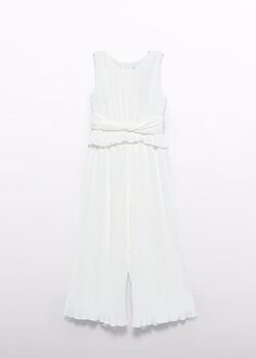 Zomer jumpsuit geplooid meisjes - creme wit - Maat 152