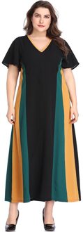 Zomer Jurk Lange Vrouwen V-hals Korte Mouwen Contrast Kleur Tuniek Strand Jurk Plus Size Losse Oversized Vrouwen Kleding 4XL