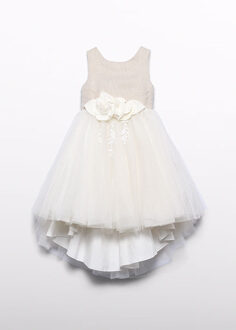 Zomer jurk linnen shimmer meisjes - goud - Maat 116