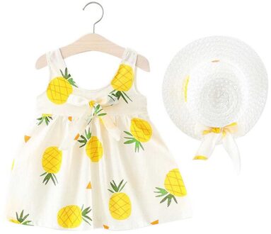 Zomer Kids Peuter Infant Baby Meisjes Mouwloze Ananas Print Ruches Jurk Zomer Mode Jurk 90