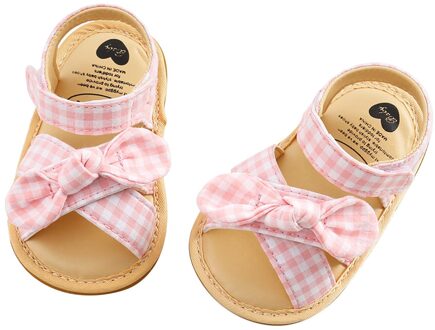 Zomer Kinderen Schoenen Baby Jongens En Meisjes Plaid Sandalen Antislip Rubberen Zool Zomer Strand Platte Schoenen Baby meisjes Casual Schoenen roze / 0-6M