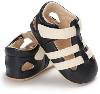 Zomer kinderen Schoenen Kids PU Jongens Baby Solid Ademende Gesp Haak Lus Eerste Walker Wandelschoenen B / 3