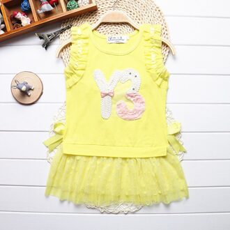 Zomer Kinderkleding Meisjes T-shirts Mouwloze Tops Lange Stijl Vest Shirts 4-7T geel / 5