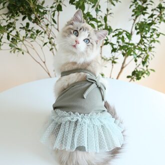 Zomer Koreaanse Sling Mesh Rok Voor Katten Tulle Kat Een Stuk Jurk Hond Kat Kleding groen / S
