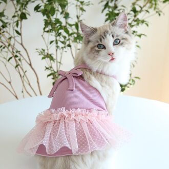 Zomer Koreaanse Sling Mesh Rok Voor Katten Tulle Kat Een Stuk Jurk Hond Kat Kleding Roze / M