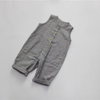 Zomer Koreaanse Stijl Kinderen Katoen Linnen Jumpsuits Mouwloze Gestreepte Unisex Kids Overalls Casual Broek 6T