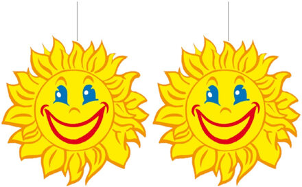 Zomer/lente feest thema zonnetjes versiering - 5x stuks - Dia 28 cm - karton - feestartikelen