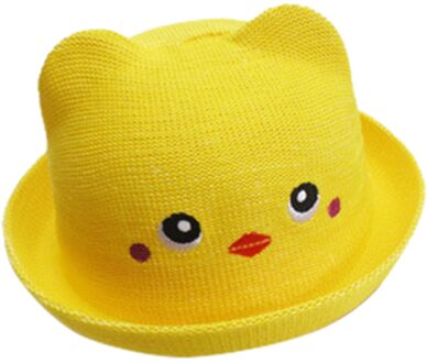 Zomer Leuke Dinosaurus Baby Straw Hat Jongens Meisjes Emmer Hoeden Kids Strand Outdoor Emmer Zonnehoed Bescherming Kinderen Visser Cap geel