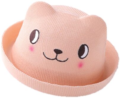 Zomer Leuke Dinosaurus Baby Straw Hat Jongens Meisjes Emmer Hoeden Kids Strand Outdoor Emmer Zonnehoed Bescherming Kinderen Visser Cap Roze