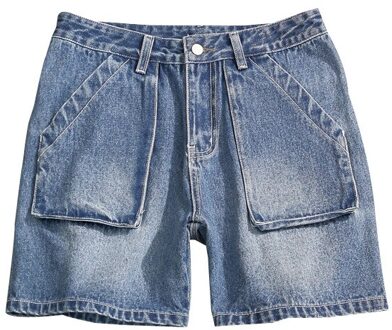 Zomer Mannen Denim Shorts Big Size Multi Pocket Casual Loose Japanse Jean Korte Mannelijke Cargo Shorts voor Mannen Blauw 4XL