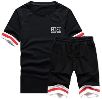 Zomer Mannen Set Korte Mouwen T-shirts Tweedelige Tops + Shorts Pak Sportkleding Set Herenkleding Shorts sets Mannelijke Trainingspak zwart TZ40 / S