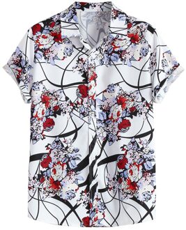 Zomer Mannen Shirts Hawaiian Shirt Top Blouse Mannelijke Kleding Bloemen Shirt Casual Gedrukt Down Korte Mouw Рубашка L2