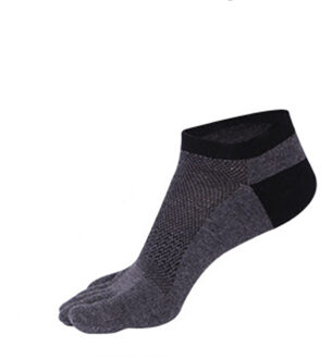 Zomer mannen Vijf-Vinger Sokken Anti-slip Onzichtbare Katoen Mesh Ademend Vijf Teen Sokken No Show Korte sokjes donker grijs