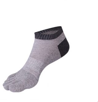 Zomer mannen Vijf-Vinger Sokken Anti-slip Onzichtbare Katoen Mesh Ademend Vijf Teen Sokken No Show Korte sokjes licht grijs