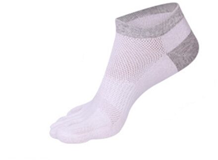 Zomer mannen Vijf-Vinger Sokken Anti-slip Onzichtbare Katoen Mesh Ademend Vijf Teen Sokken No Show Korte sokjes wit