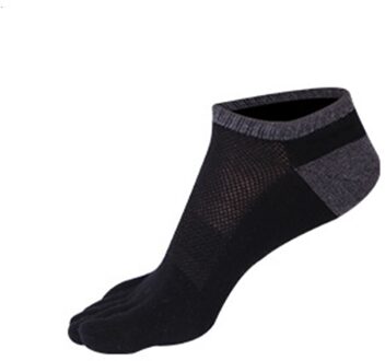 Zomer mannen Vijf-Vinger Sokken Anti-slip Onzichtbare Katoen Mesh Ademend Vijf Teen Sokken No Show Korte sokjes zwart