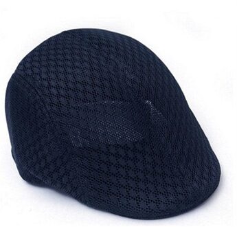 Zomer Mannen Vrouwen Zon Mesh Baret Cap Unisex Newsboy Golf Cabbie Platte Piekte Hoed Pet Ademend Baretten marine
