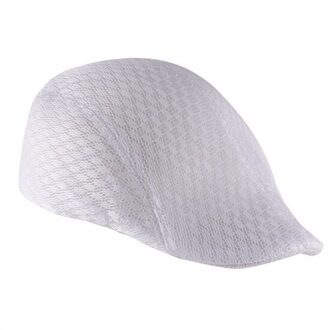 Zomer Mannen Vrouwen Zon Mesh Baret Cap Unisex Newsboy Golf Cabbie Platte Piekte Hoed Pet Ademend Baretten wit