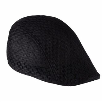 Zomer Mannen Vrouwen Zon Mesh Baret Cap Unisex Newsboy Golf Cabbie Platte Piekte Hoed Pet Ademend Baretten zwart