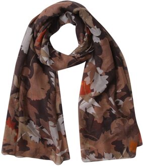 Zomer Maple Leaf Print Zijden Sjaal Koreaanse Sjaals Vrouwen Chiffon Sjaal Soft Wrap Parijs Garen Hoofddoek Strand Bandana koffie
