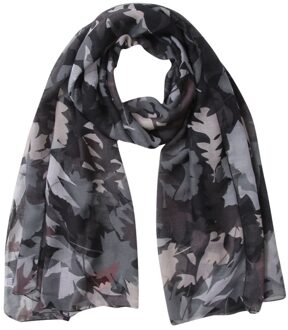 Zomer Maple Leaf Print Zijden Sjaal Koreaanse Sjaals Vrouwen Chiffon Sjaal Soft Wrap Parijs Garen Hoofddoek Strand Bandana zwart