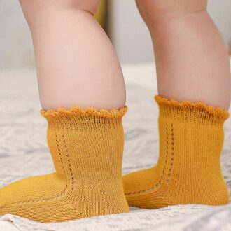 Zomer Mesh Baby Meisjes Jongens Sokken Effen Kleur Babysokjes Ademend Baby Peuter Pasgeboren Meisjes Sokken geel