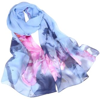 Zomer Mode Dunne Zijden Sjaal Bandana Chiffon Hijab Vrouwen Printing Lange Soft Wrap Sjaal Simulatie Dames Sjaal Sjaals