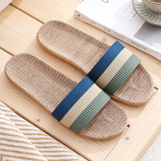 Zomer Mode Eenvoudige Mannen Gestreepte Gedrukt Slippers Basic Badkamer Antislip Slippers Thuis Paar Slippers # P30 11.5