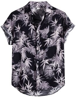 Zomer Mode Mannen Hawaiian Shirt Etnische Print Knoppen Katoen Korte Mouw Beach Blouse Tops Streetwear Camisa