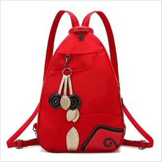 Zomer Nylon Rugzak Voor Vrouwen Mode Multifunctionele Waterdichte Rugzak Zachte Rits Pure Kleur Reizen Rugzakken rood