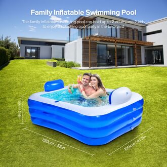 Zomer Opblaasbare Zwembad Draagbare Huishoudelijke Familie Bad 3 Lagen Verdikte Pvc Drijvende Zwembad Voor Volwassenen Kids 150x105x55cm