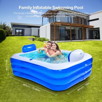 Zomer Opblaasbare Zwembad Draagbare Huishoudelijke Familie Bad 3 Lagen Verdikte Pvc Drijvende Zwembad Voor Volwassenen Kids 180x140x60cm