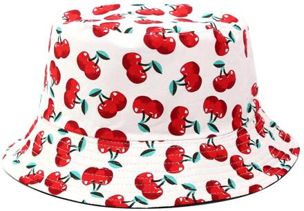 Zomer Opvouwbare Emmer Hoed Leuke Fruit Patroon Hip Hop Brede Rand Strand Uv-bescherming Ronde Top Zonnebrandcrème Visser Cap Beige
