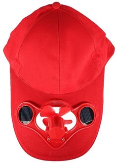 Zomer Outdoor Solar Sun Power Hat Cap Cooling Cool Fan voor Golf Baseball Sport rood