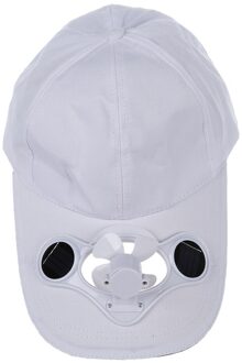 Zomer Outdoor Solar Sun Power Hat Cap Cooling Cool Fan voor Golf Baseball Sport wit