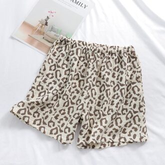 Zomer Paar Slaap Shorts Katoen Gaas Pyjama Broek Luipaard Print Slaap Bodems Nachtkleding Vrouwen En Mannen Lounge Wear Dunne vrouw geel / M
