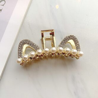 Zomer Parel Haarspeld Diamanten Bezaaid Parel Clip Vangst Strik Kat Oor Shark Clip Elegante Temperament Haar Clip Catch 187-5