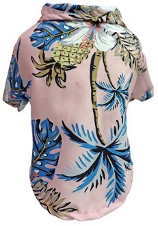 Zomer Pet Gedrukt Kleding Voor Honden Bloemen Strand Overhemd Jassen Puppy Kostuum Hawaiian Kleding Huisdieren Outfits roze / L