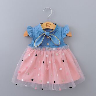 Zomer Peuter Baby Baby Meisjes Kids Jurken Prinses Gaas Ster Denim Mouwloze Tutu Dress Party Verjaardag Outfits Kleding # g4 Roze / 12m