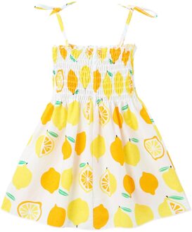 Zomer Peuter Kids Baby Meisjes Citroen Sling Prinses Jurk Zomer Baby Kleding Mode Baby Meisje Toevallige Strand Jurk 4-5 Years