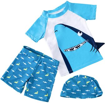 Zomer Peuter Kinderen Jongens Kleding Shorts Cartoon Shark Shorts Hoed Badmode Badpak Rash Guards Sets Jongen Kleding Sets 3T