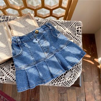 Zomer Peuters Kids Denim Rokken Effen Kleur Koreaanse Stijl Baby Meisjes A-lijn Geplooide Rokken 3T