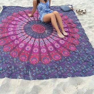 Zomer Picknick Boho Bloem Print Ronde Opvouwbare Muur Opknoping Strand Gooit Mandala Mat Handdoek Camping Tapijt Thuis Lakens