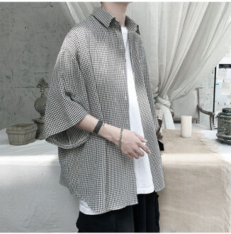 Zomer Plaid Shirt Mannen Retro Casual Shirt Mannen Streetwear Koreaanse Losse Korte Mouwen Heren Dress Shirt s-2XL