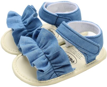 Zomer Schattige Baby Meisje Baby Doek Zool Zachte Zool Sandalen Peuter Schoenen Baby Mode Polka Dot Print Antislip peuter Schoenen # P30 Blauw / 7-12 Months