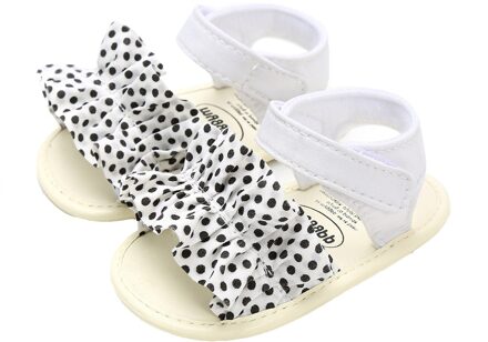 Zomer Schattige Baby Meisje Baby Doek Zool Zachte Zool Sandalen Peuter Schoenen Baby Mode Polka Dot Print Antislip peuter Schoenen # P30 wit / 0-6 months