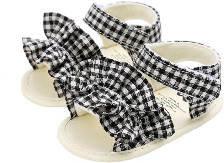 Zomer Schattige Baby Meisje Baby Doek Zool Zachte Zool Sandalen Peuter Schoenen Baby Mode Polka Dot Print Antislip peuter Schoenen # P30 zwart / 0-6 months