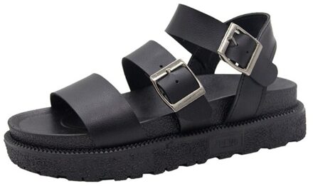 Zomer Schoenen Vrouw Platte Platform Sandalen Vrouwen Zacht Leer Toevallige Open Teen Gladiator Wiggen Vrouwen Schoenen 37