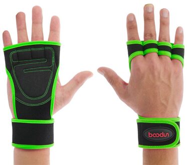 Zomer sport hand palm Indoor antislip horizontale bar protector mannen en vrouwen apparatuur gewichtheffen pols fitness handschoenen groen / M