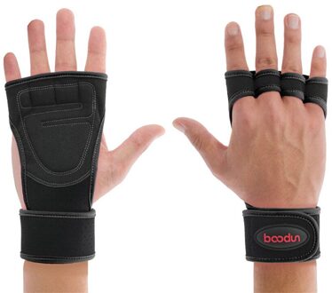 Zomer sport hand palm Indoor antislip horizontale bar protector mannen en vrouwen apparatuur gewichtheffen pols fitness handschoenen zwart / L